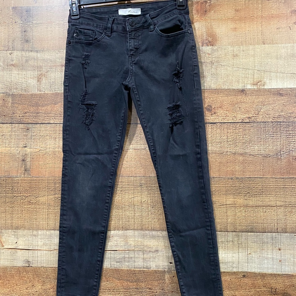 Kancan Black Distressed Skinny Jeans Size 7
